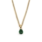 Good Vibes short gold plated chain necklace with green crystal stone-