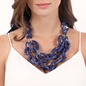 Impress Me double chain blue necklace with ribbon-