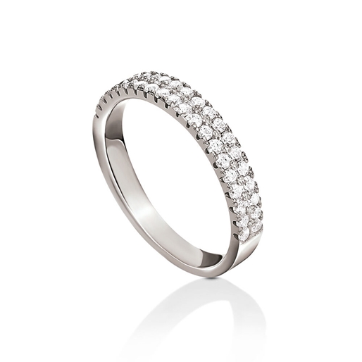Fashionably Silver Essentials Rhodium Plated Two Rows Band Ring-