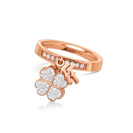 Heart4Heart Rose Gold Plated Charms Stone Ring-