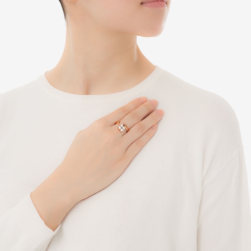 Heart4Heart Rose Gold Plated Charms Stone Ring-