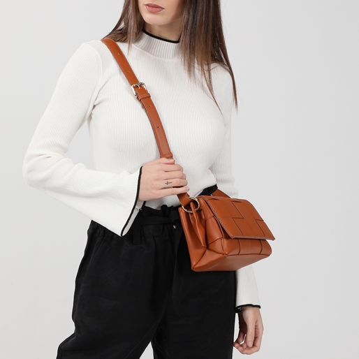 Weave It brown braided crossbody bag-