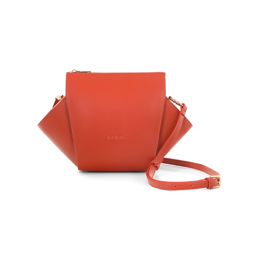 Irregular orange crossbody with zipper-