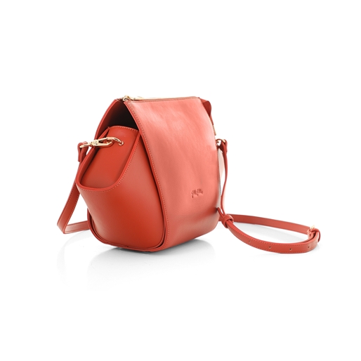 Irregular orange crossbody with zipper-