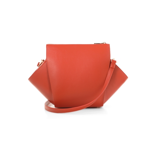 Irregular orange crossbody with zipper-