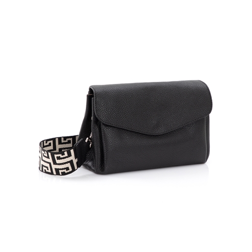 Metropolitan Fab μεσαία μαύρη δερμάτινη crossbody τσάντα-