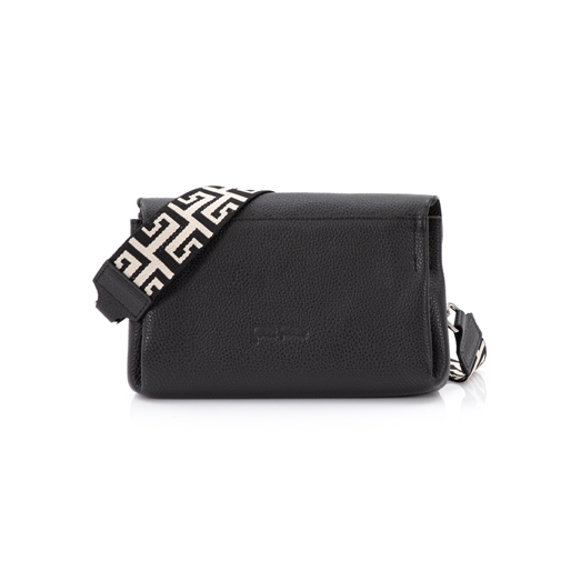 Metropolitan Fab μεσαία μαύρη δερμάτινη crossbody τσάντα-