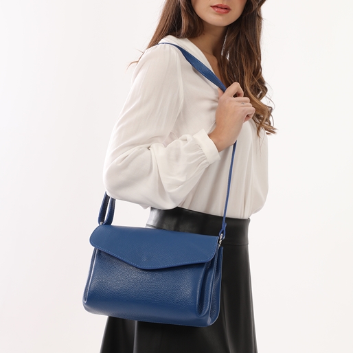 Metropolitan Fab μεσαία μπλε δερμάτινη crossbody τσάντα-