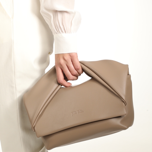Origami Hint μικρή γκρι crossbody τσάντα με καπάκι-