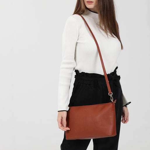City Vibes καφέ tote τσάντα με εσωτερικό τσαντάκι και πορτοφόλι-