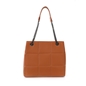 Metropolitan Fab μεγάλη καφέ δερμάτινη tote τσάντα-