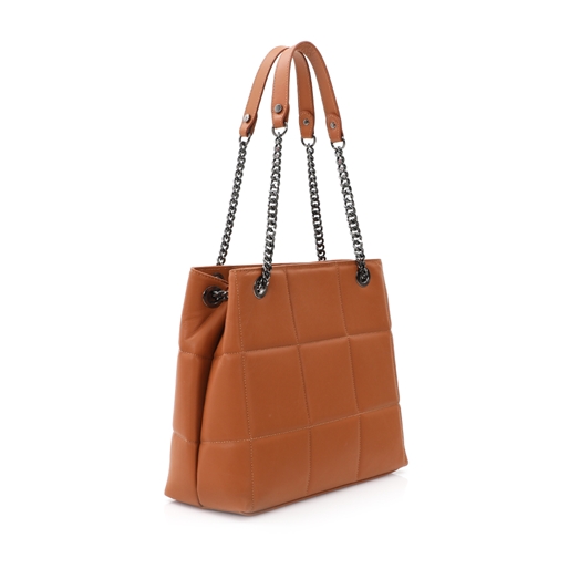 Metropolitan Fab μεγάλη καφέ δερμάτινη tote τσάντα-