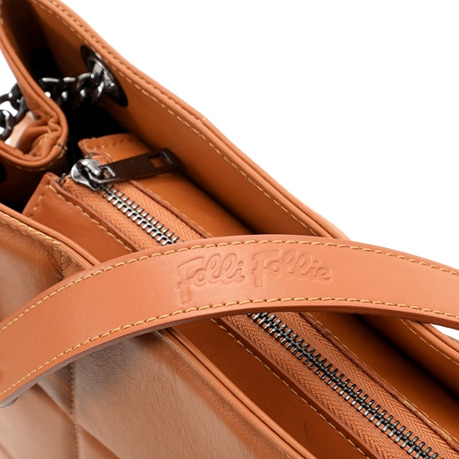 Metropolitan Fab μεγάλη καφέ δερμάτινη tote τσάντα-