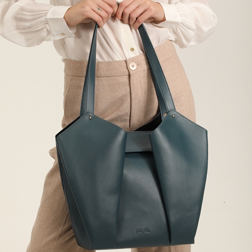 Origami Hint large dark blue shoulder bag-