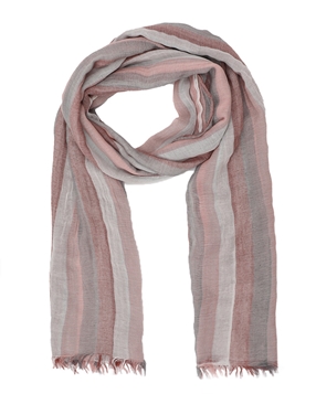 Scarf cotton with stripes and fringes-