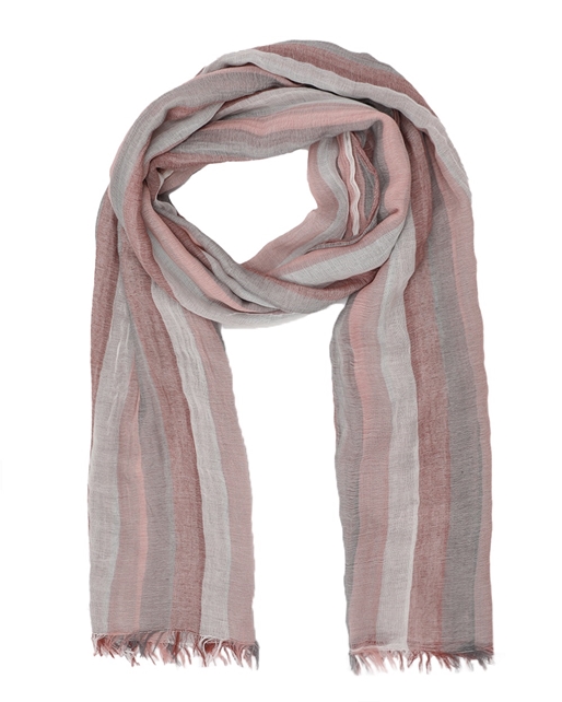 Scarf cotton with stripes and fringes-