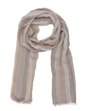 Scarf cotton with stripes and fringes-