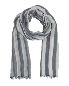 Scarf cotton with stripes and fringes-