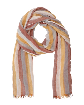 Scarf cotton with stripes and fringes-