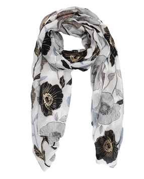 Scarf viscose with flowers-