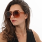 Sunglasses large square mask in honey color-
