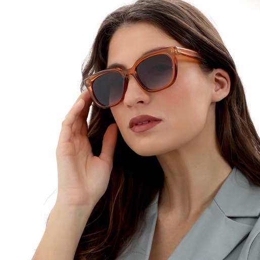 Sunglasses medium squared round mask brown color-