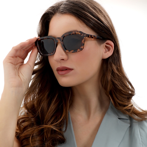 Sunglasses medium rectangular mask dark brown color-