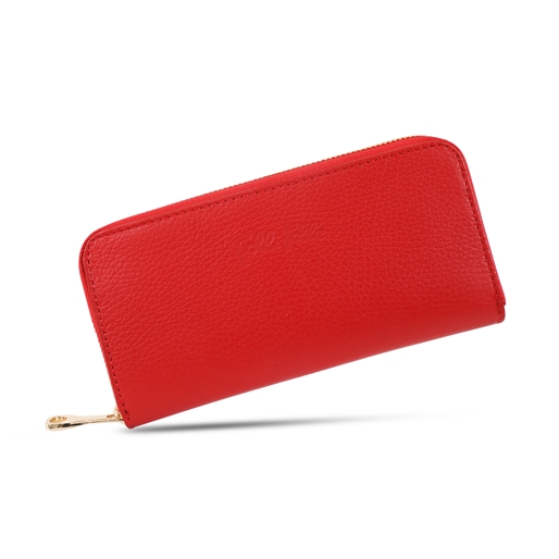 Mini Discoveries large red leather wallet with zipper-