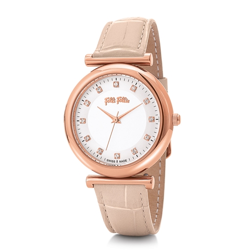 Sparkle Chic Big Case Leather Watch-
