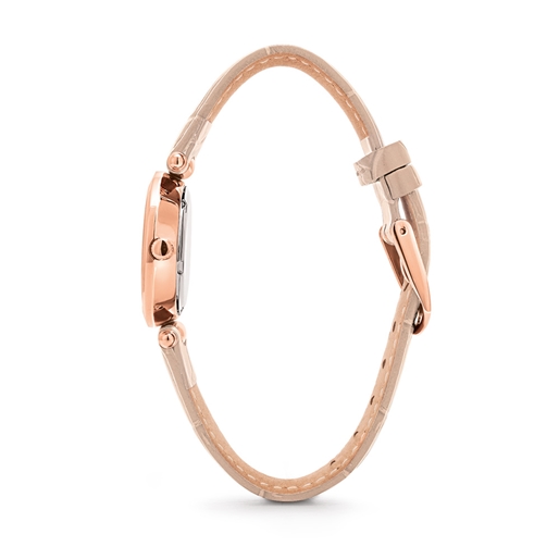 Lady Club small case pink leather strap watch-