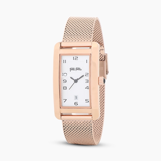 Think Tank rose gold plated watch with mesh bracelet-