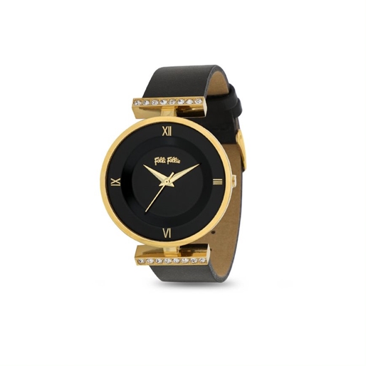 Vintage Dynasty gold plated watch with black leather strap-