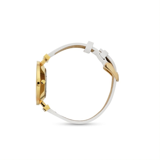 Vintage Dynasty gold plated watch with white leather strap-