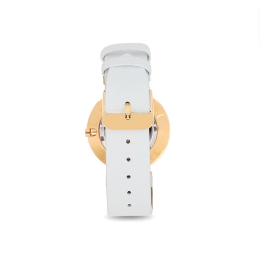 Vintage Dynasty gold plated watch with white leather strap-