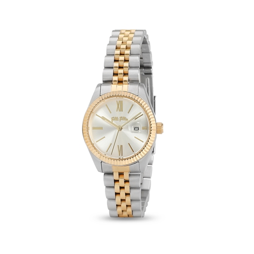 Eternally Mine bi-color bracelet watch with silver dial-