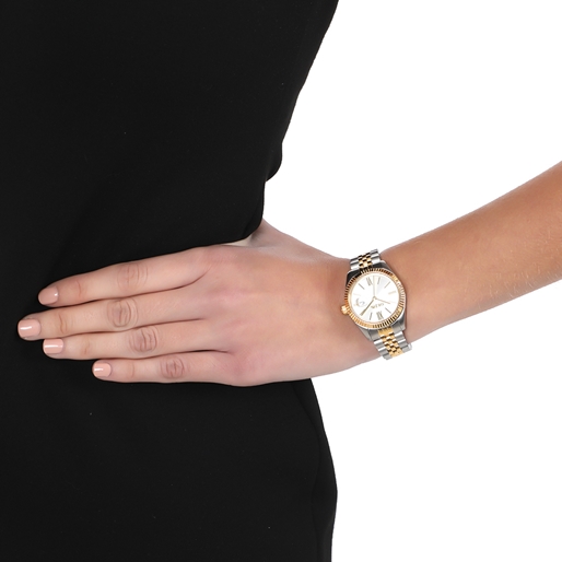 Eternally Mine bi-color bracelet watch with silver dial-