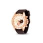 Color Me Free brown silicone strap rose gold plated watch-