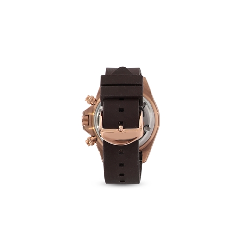 Color Me Free brown silicone strap rose gold plated watch-