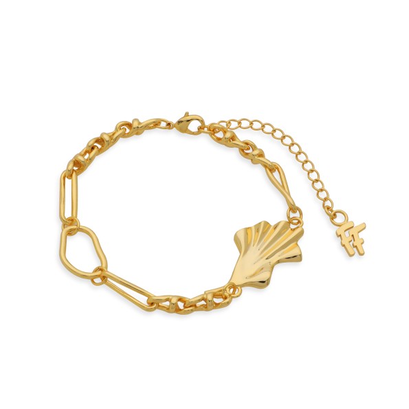 Ruffle Glam επίχρυσο βραχιόλι αλυσίδα μοτίφ κυματιστό πέταλο