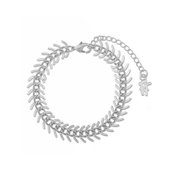 The Chain Addiction γυναικείο ασημί βραχιόλι αλυσίδα με σχέδιο φύλλα