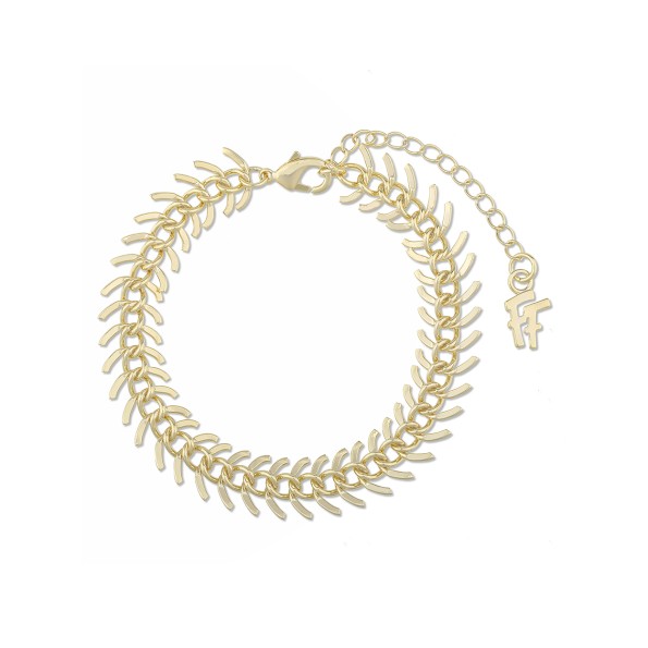 The Chain Addiction γυναικείο επίχρυσο βραχιόλι αλυσίδα με σχέδιο φύλλα