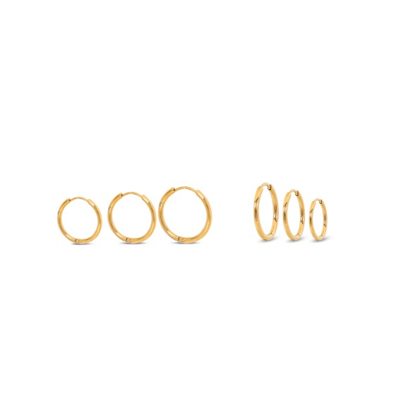 Hoops set of three gold plated earrings
