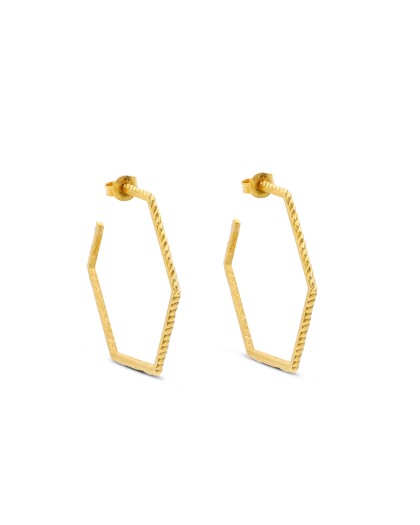 Vivid Symmetries μεγάλοι επίχρυσοι κρίκοι με εξάγωνο σχήμα Vivid Symmetries μεγάλοι επίχρυσοι κρίκοι με εξάγωνο σχήμα