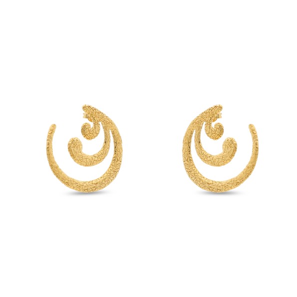 Wavy Flair μεσαία επίχρυσα καρφωτά σκουλαρίκια με κυματιστό μοτίφ