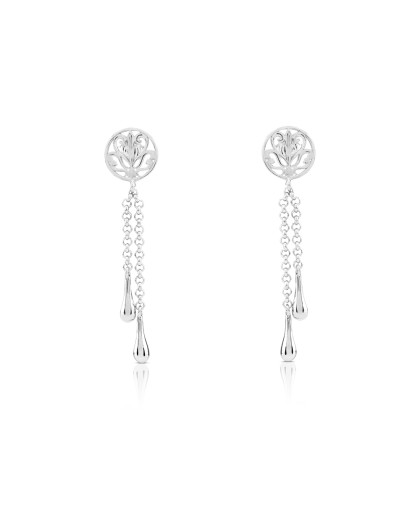 Kallos ladies silver dangle earrings