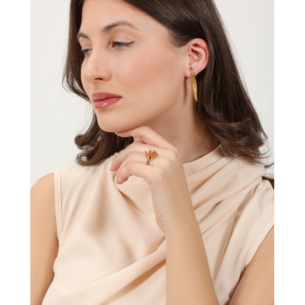 Anima Olea γυναικεία επίχρυσα κρεμαστά σκουλαρίκια Κοσμήματα