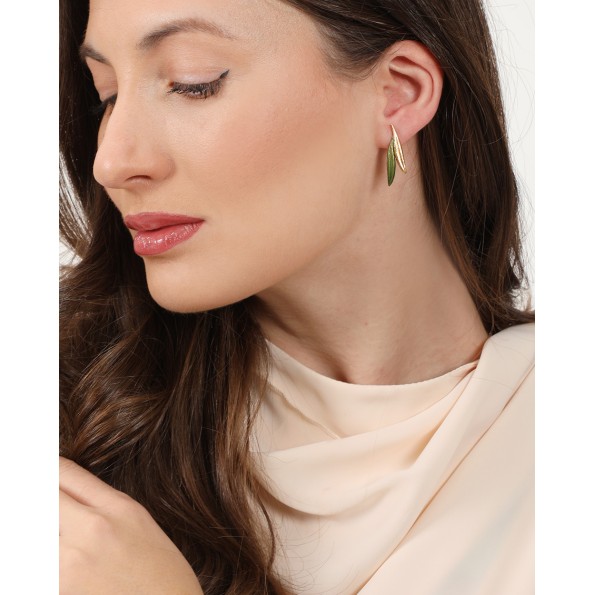 Anima Olea γυναικεία επίχρυσα κρεμαστά σκουλαρίκια με σμάλτο Κοσμήματα