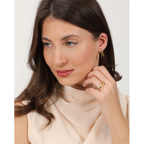 Anima Olea γυναικεία επίχρυσα κρεμαστά σκουλαρίκια με σμάλτο Κοσμήματα