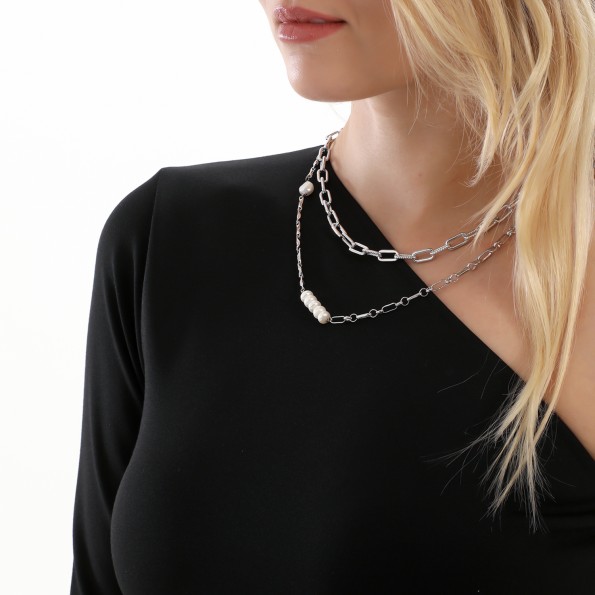 The Chain Addiction ασημί κολιέ αλυσίδα με ορθογώνιους κρίκους Κοσμήματα