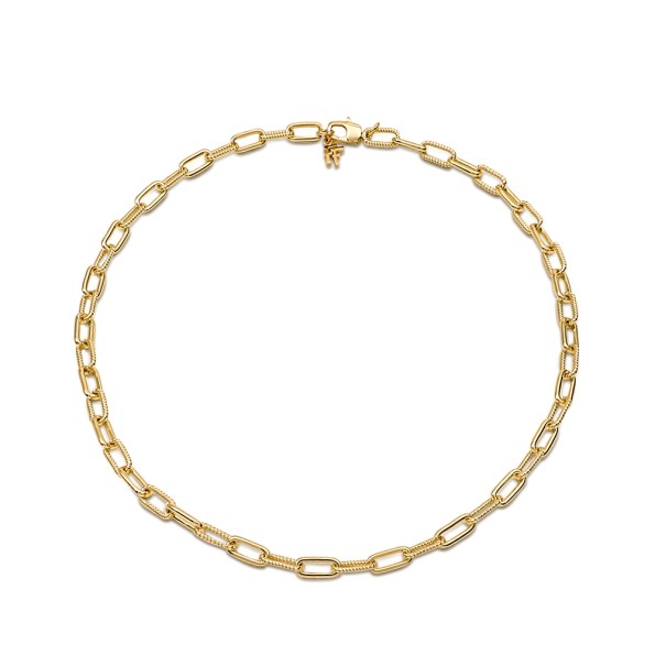 The Chain Addiction επίχρυσο κολιέ αλυσίδα με ορθογώνιους κρίκους